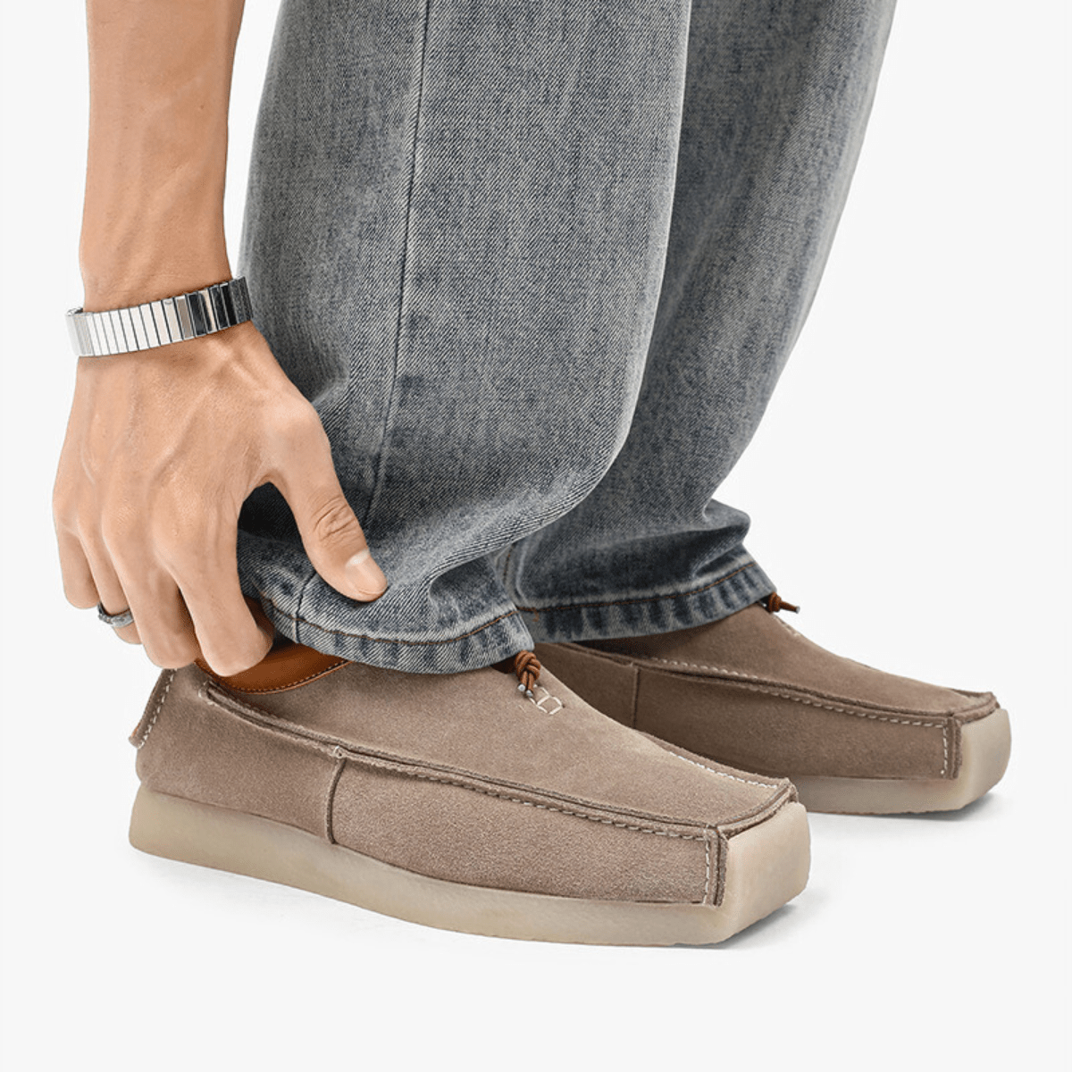 Square Leather Slip-On Loafers