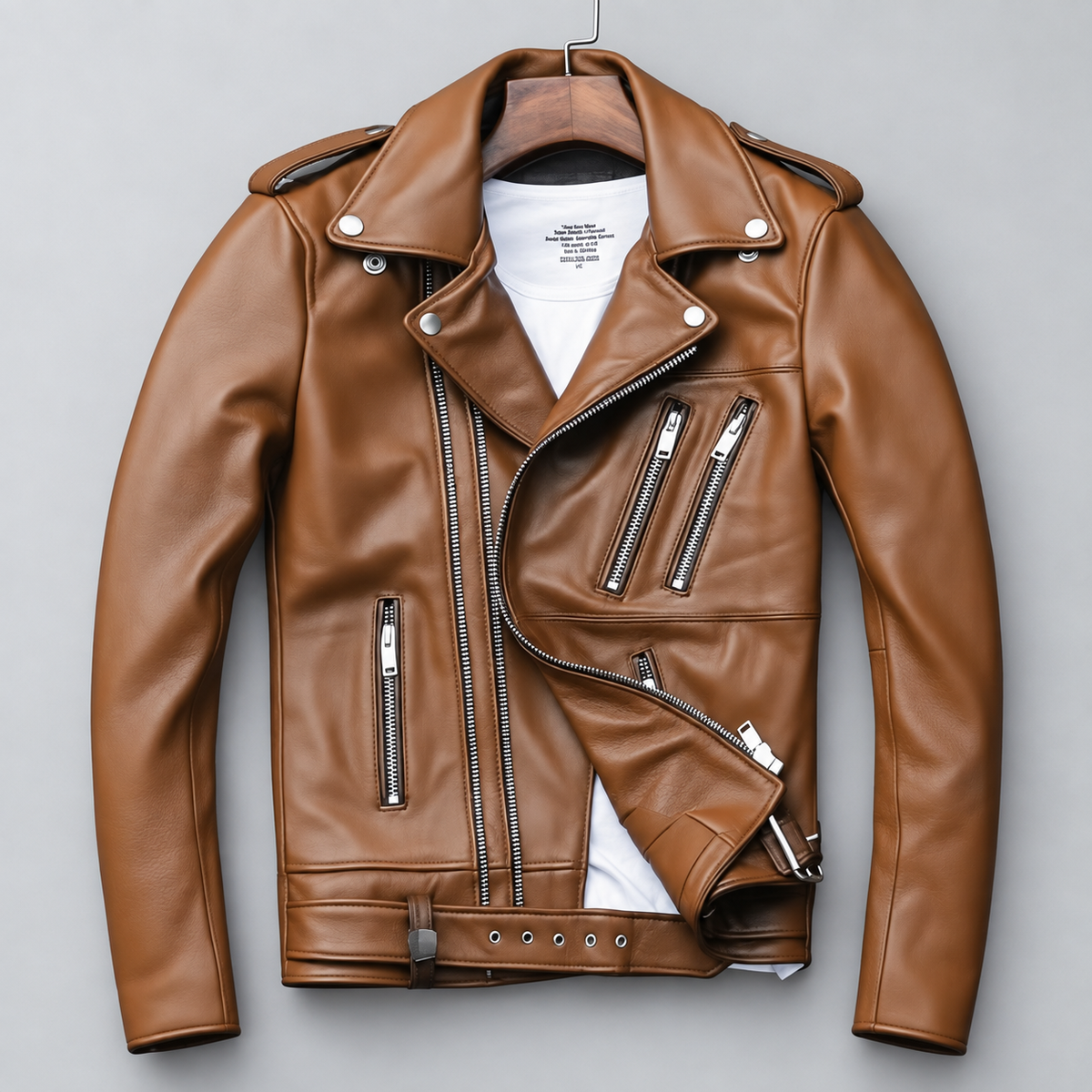 Oversized Leather Moto Jacket