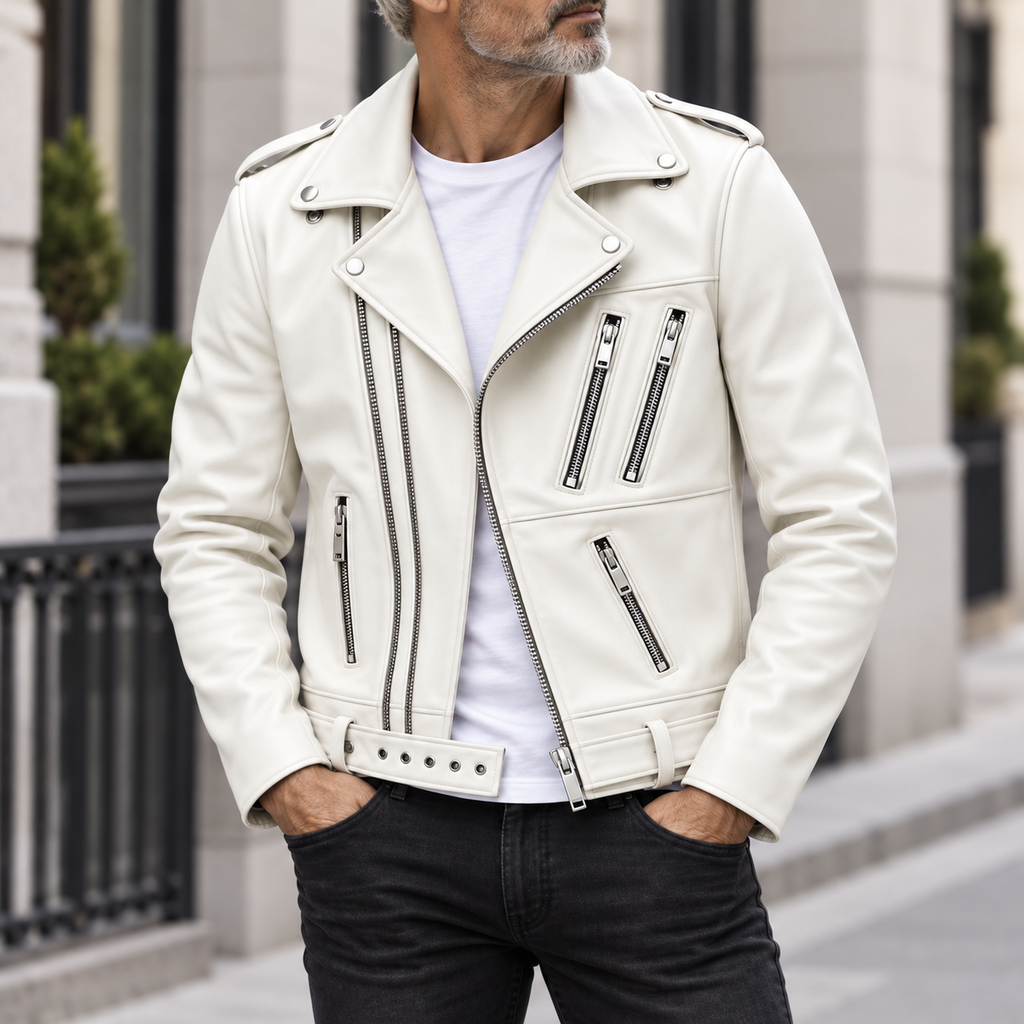 Oversized Leather Moto Jacket