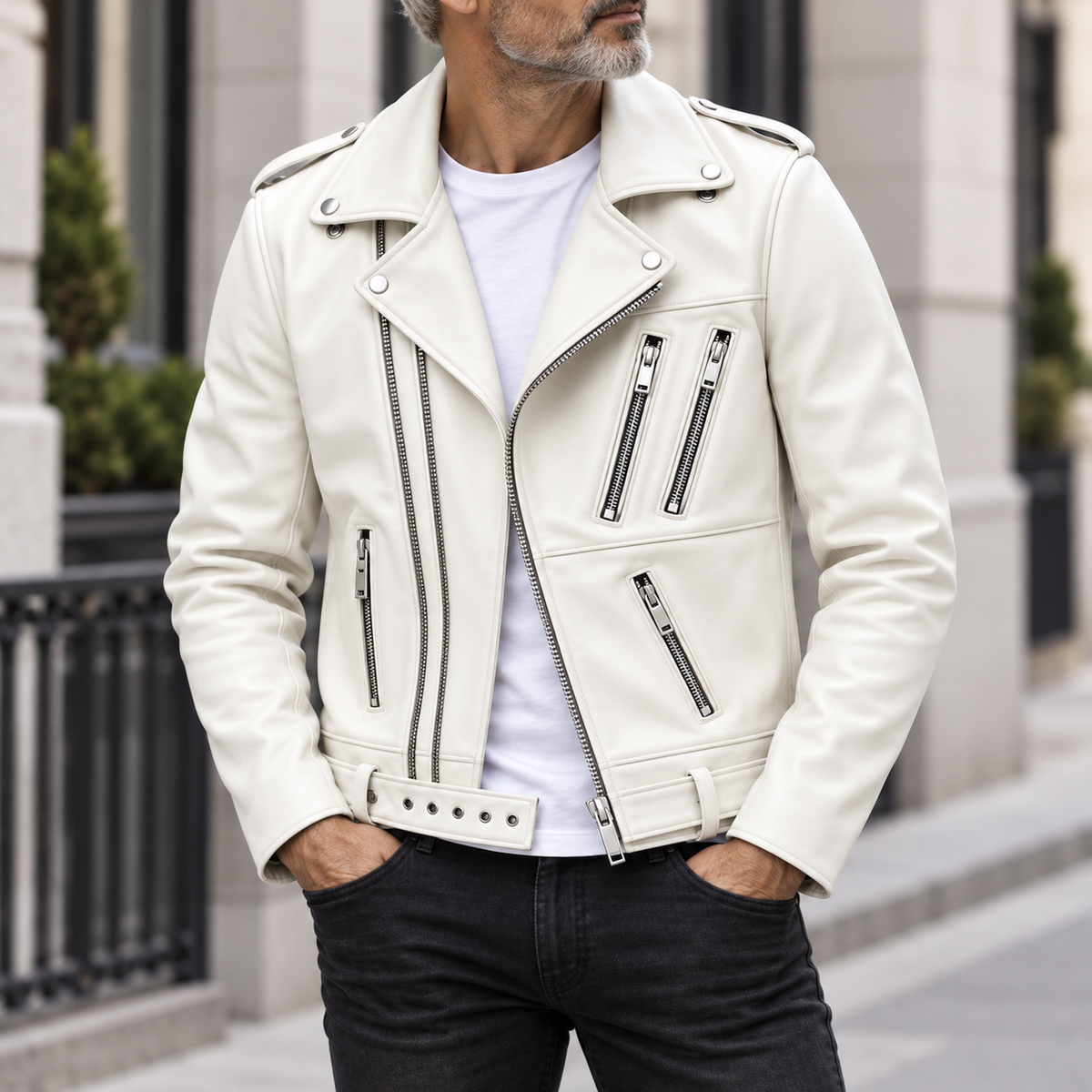 Oversized Leather Moto Jacket