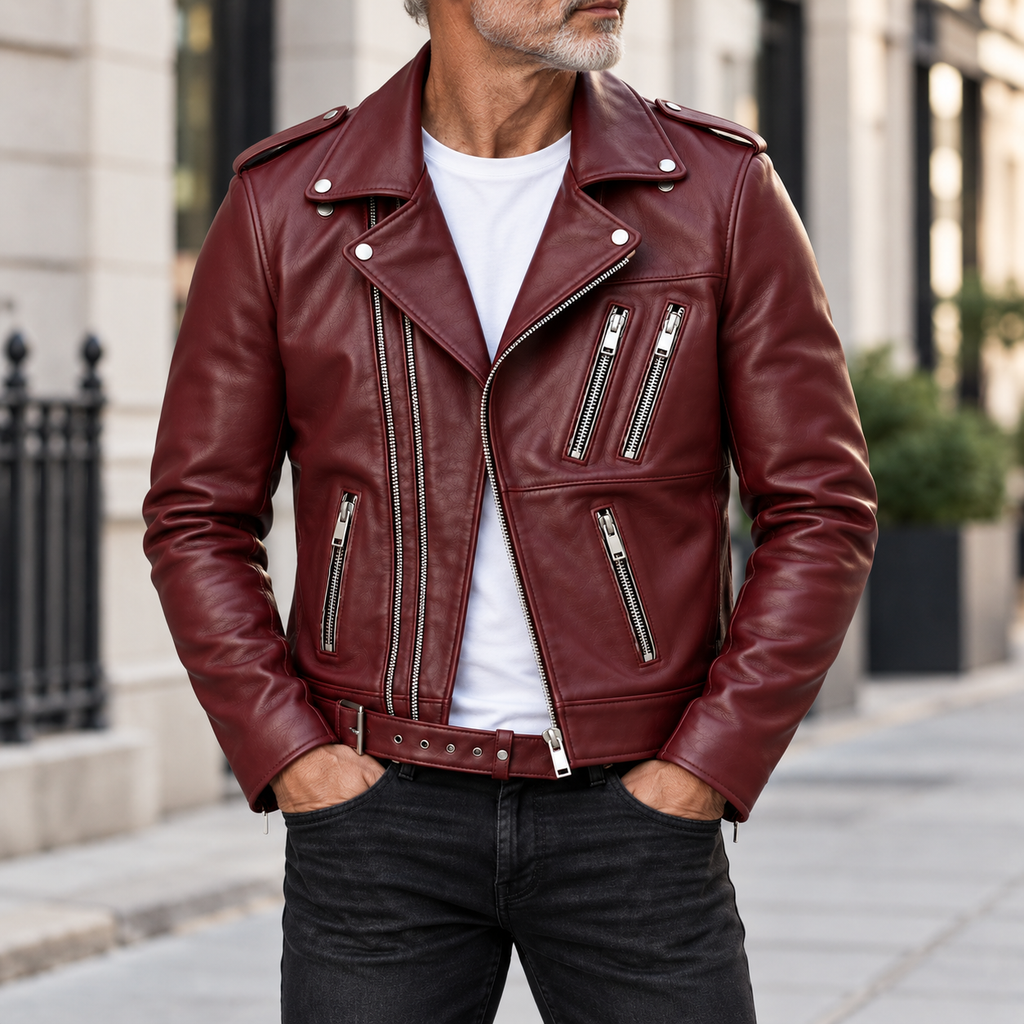 Oversized Leather Moto Jacket