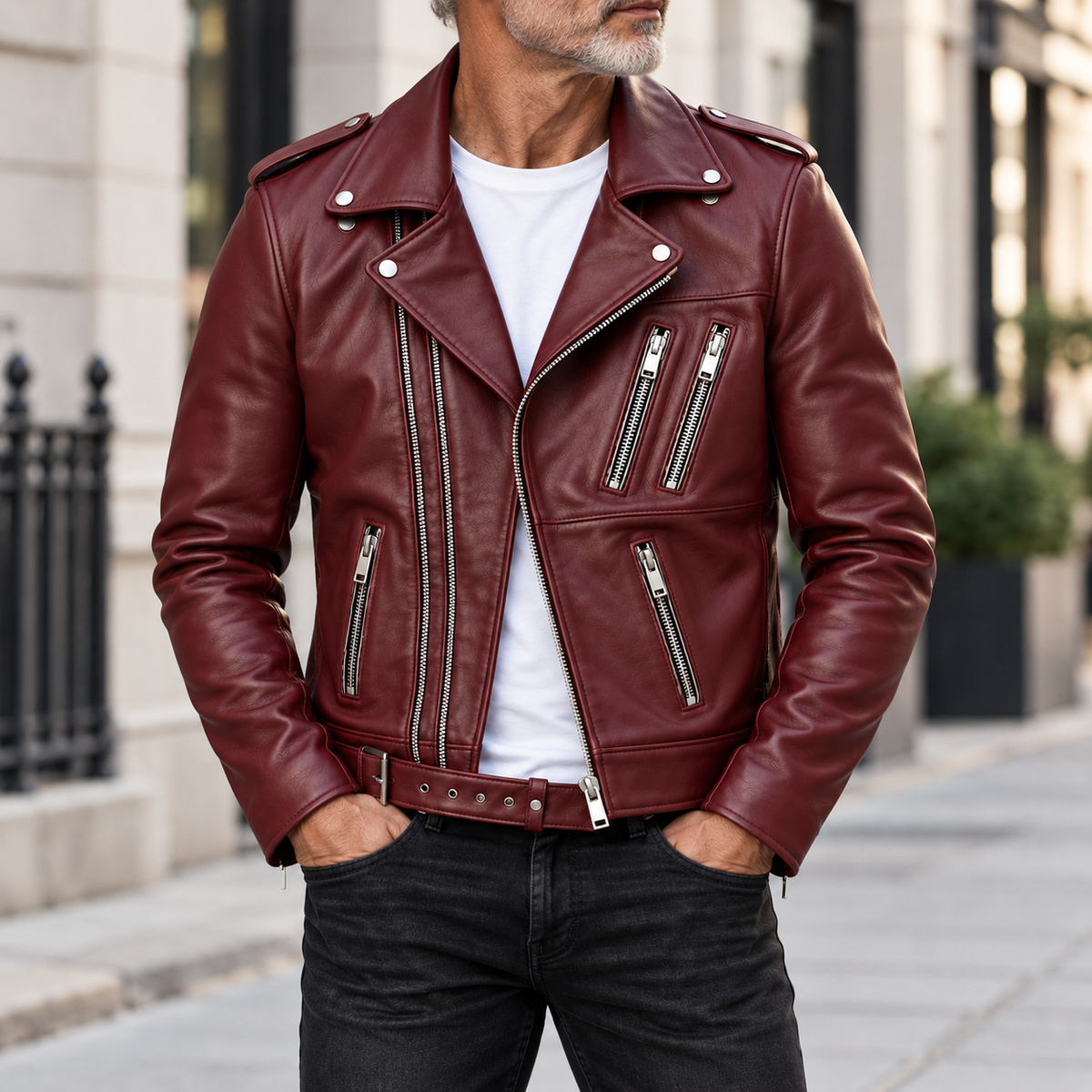 Oversized Leather Moto Jacket