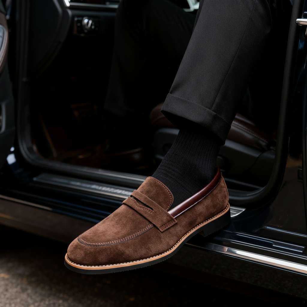 Faux Suede Penny Loafers