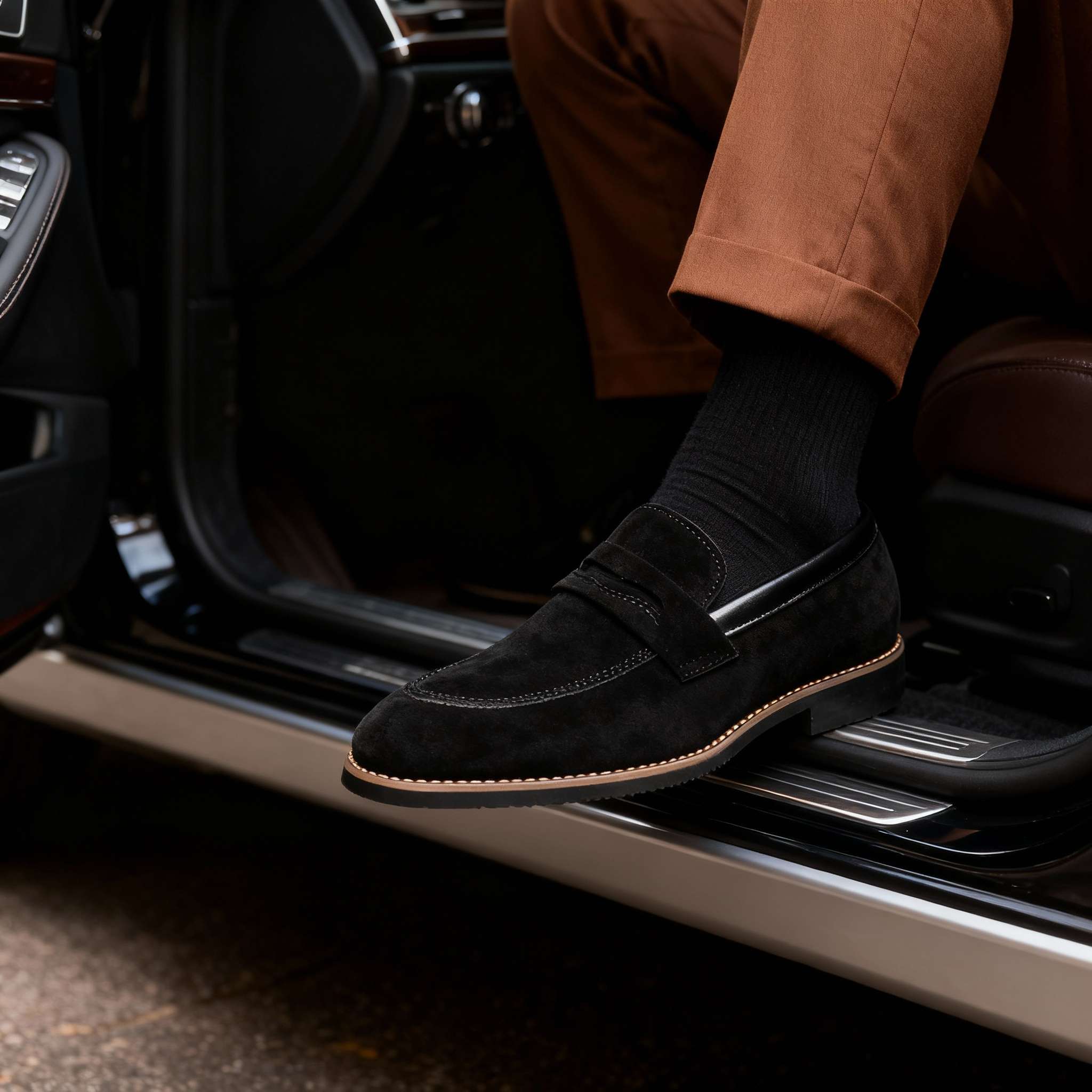 Faux Suede Penny Loafers