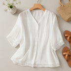 Lace Trim V-Neck Chiffon