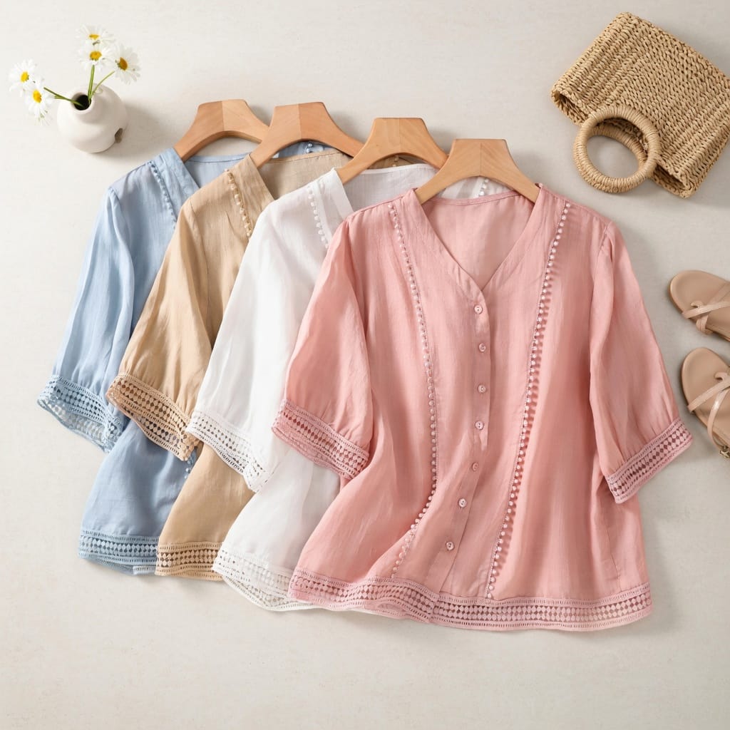 Broderie Button Blouse