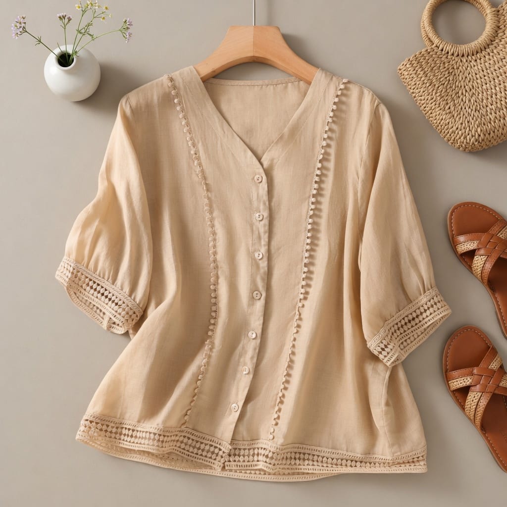 Broderie Button Blouse
