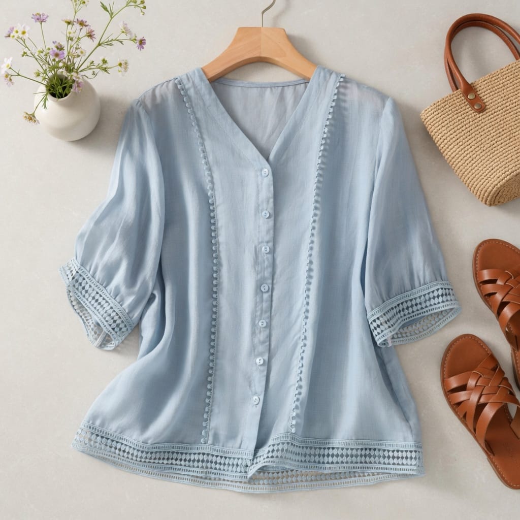 Broderie Button Blouse