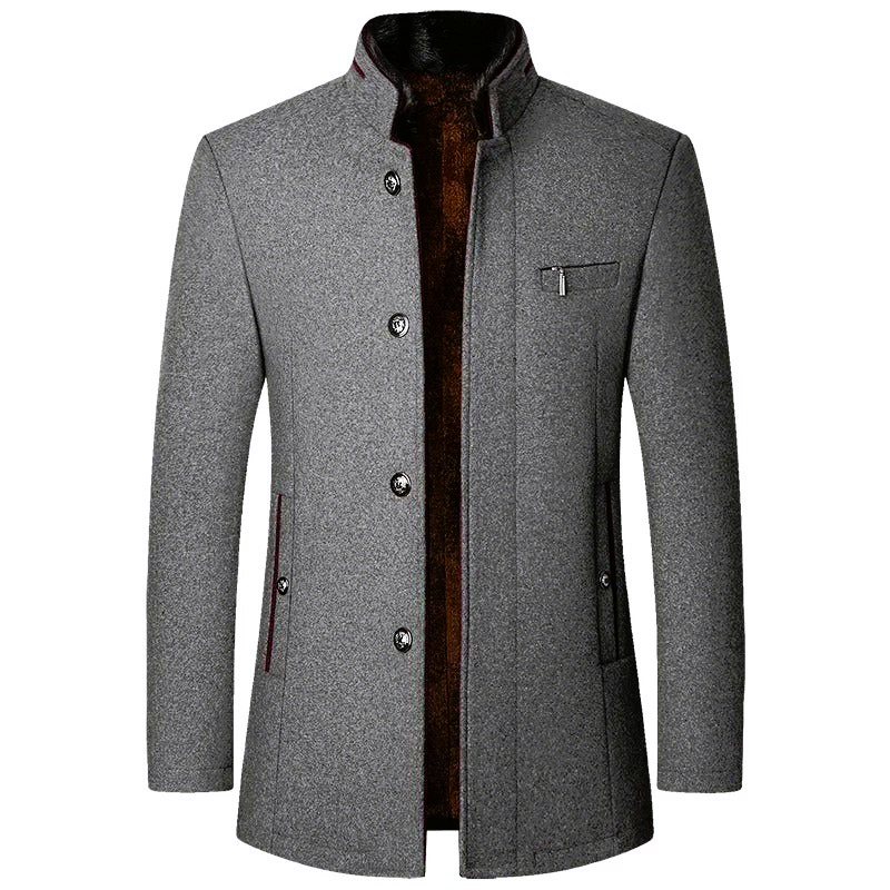 Stand Collar Woollen Coat