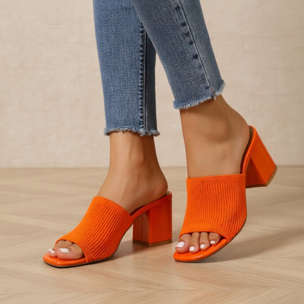 Square Heel Slide Sandals