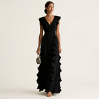 Elegant Ruffle Wrap Maxi Dress