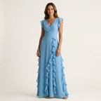 Elegant Ruffle Wrap Maxi Dress