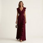 Elegant Ruffle Wrap Maxi Dress