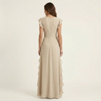 Elegant Ruffle Wrap Maxi Dress
