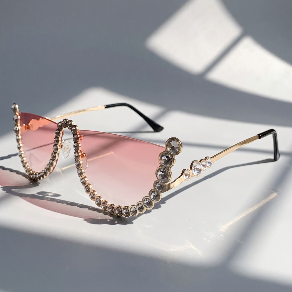 Rhinestone Rimless Sunglasses