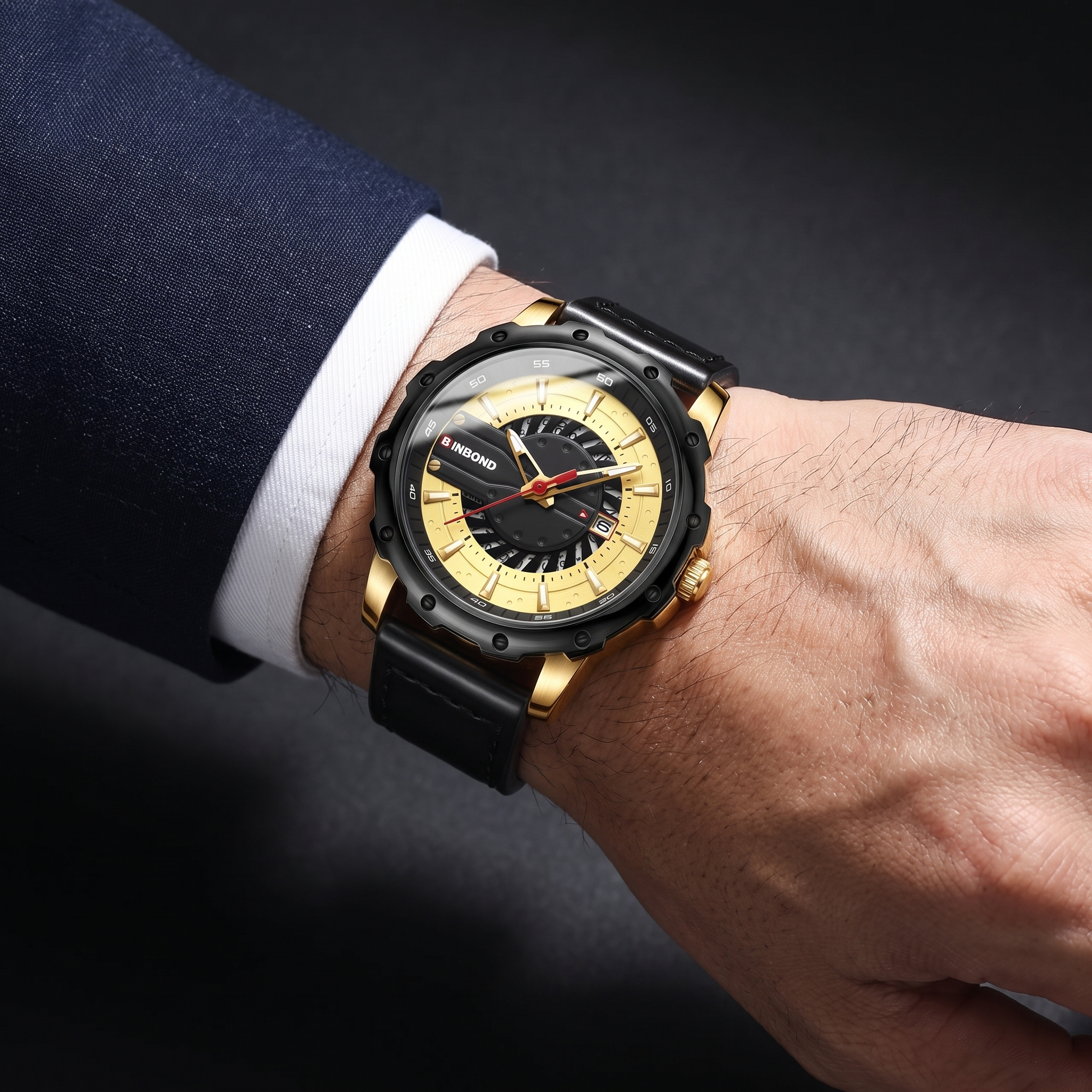 Luminous Leather Strap Timepiece