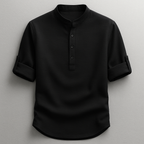 Cotton Linen Henley Shirt