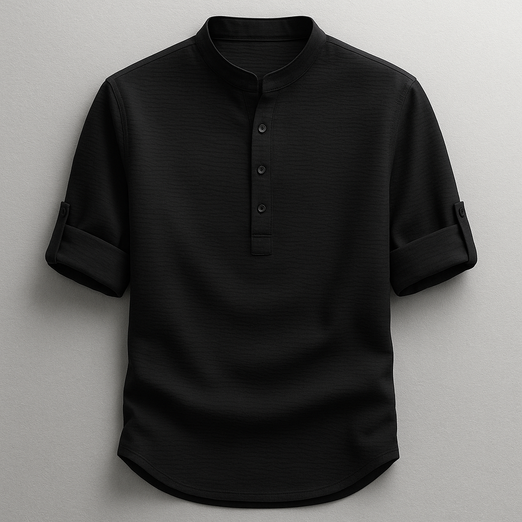 Cotton Linen Henley Shirt