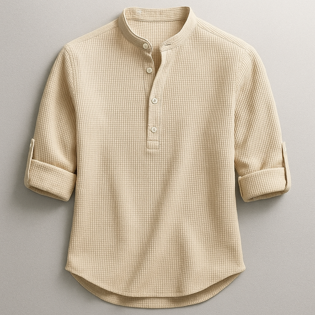 Cotton Linen Henley Shirt