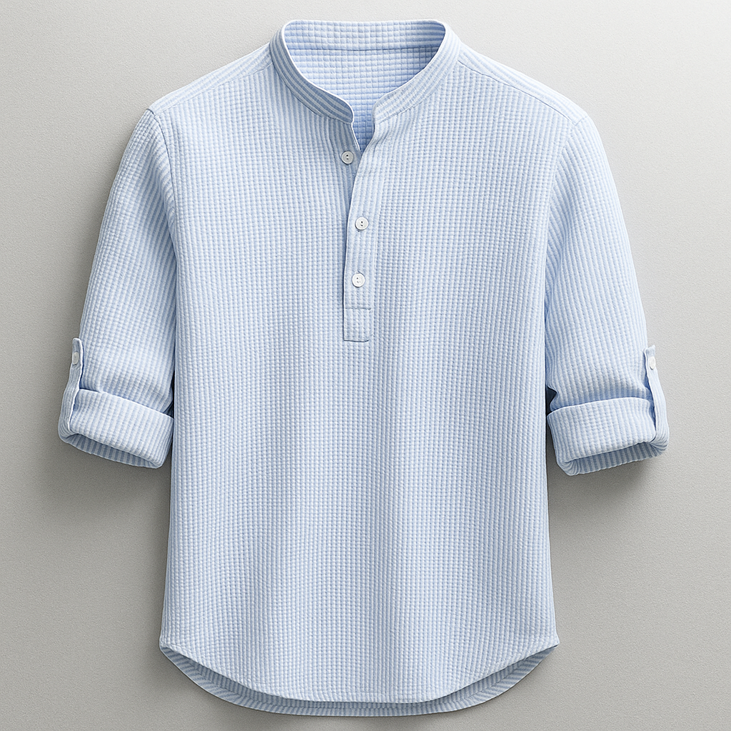 Cotton Linen Henley Shirt