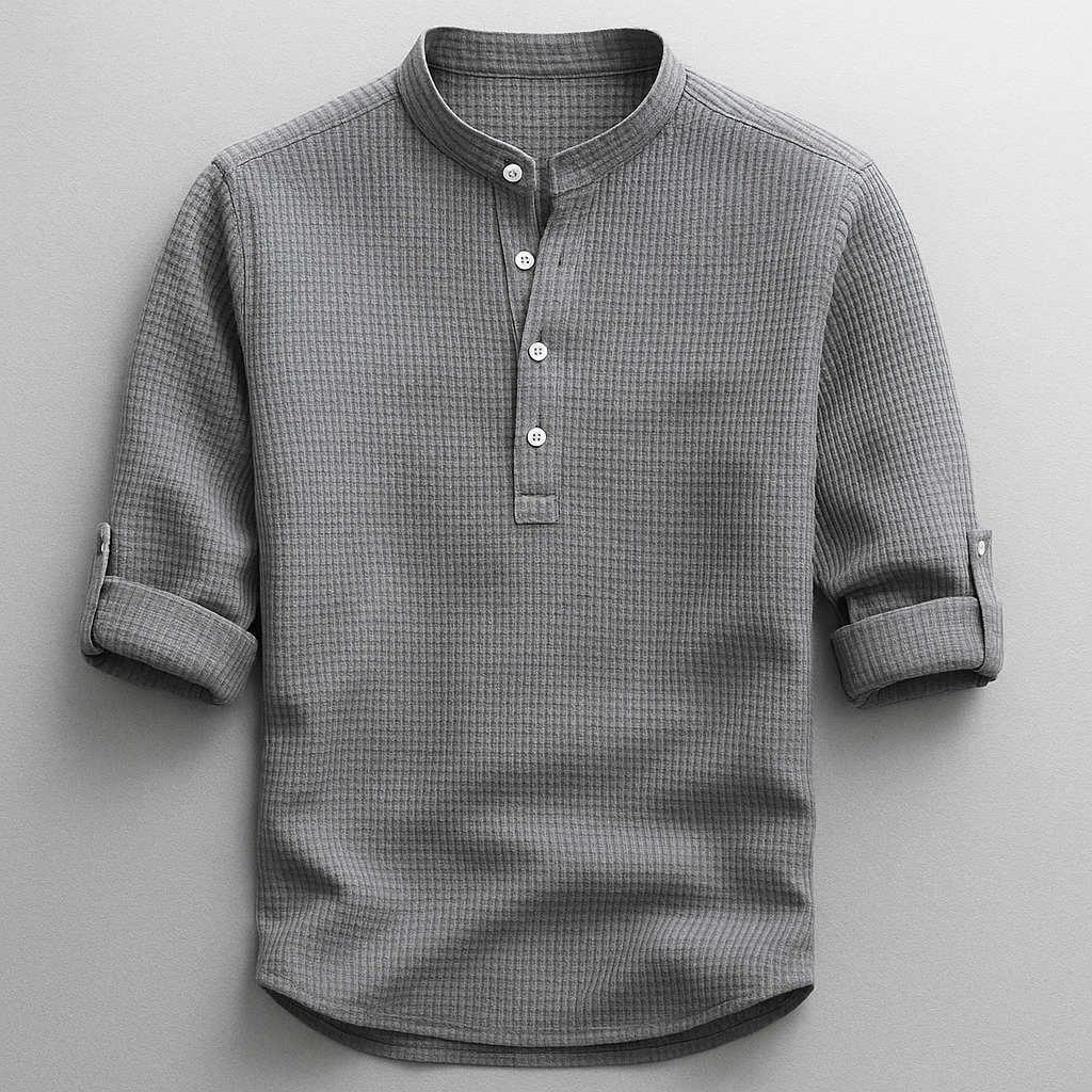 Cotton Linen Henley Shirt