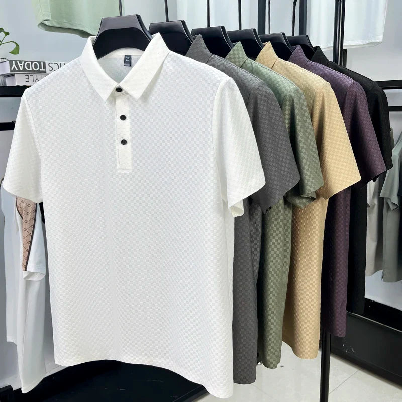 Waffle Textured Silky Polo