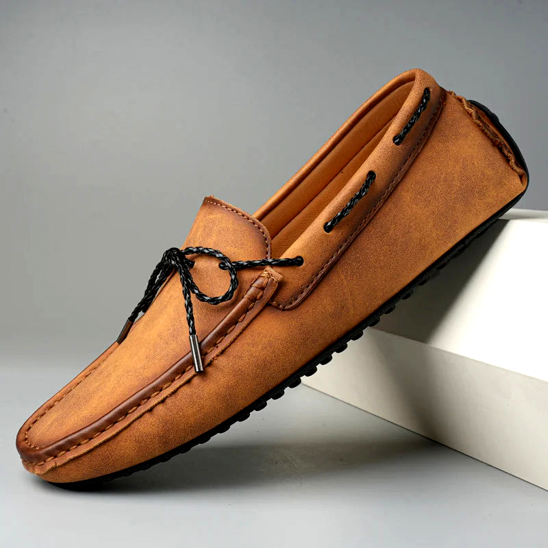 Split Leather Slip-On Loafers