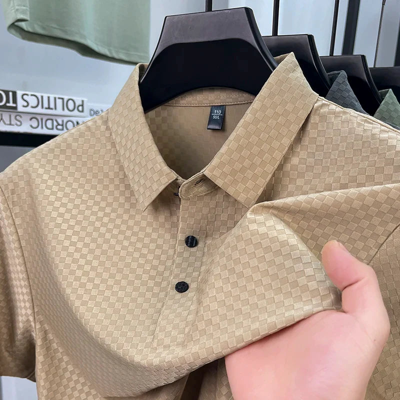 Waffle Textured Silky Polo