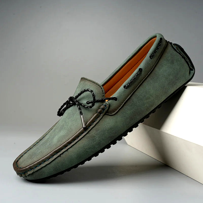 Split Leather Slip-On Loafers