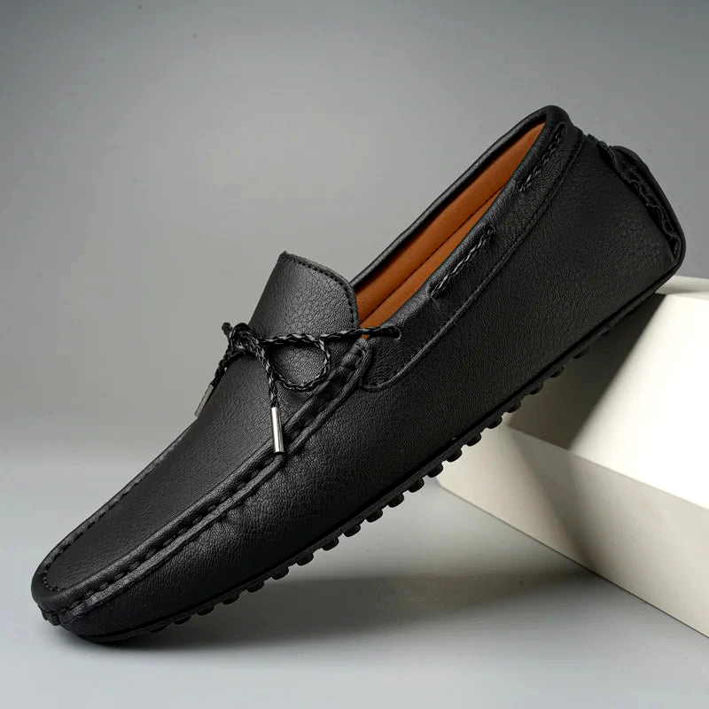 Split Leather Slip-On Loafers