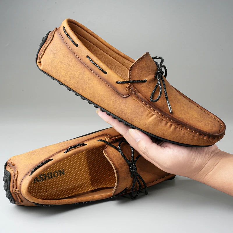 Split Leather Slip-On Loafers