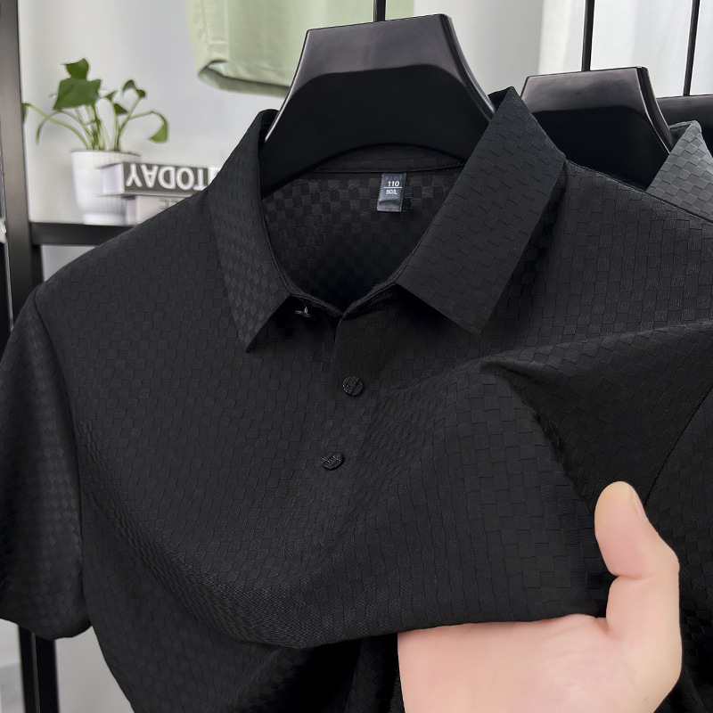 Waffle Textured Silky Polo