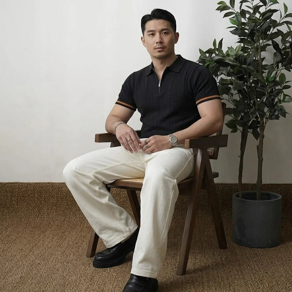Tipped Cuff Zip Shirt