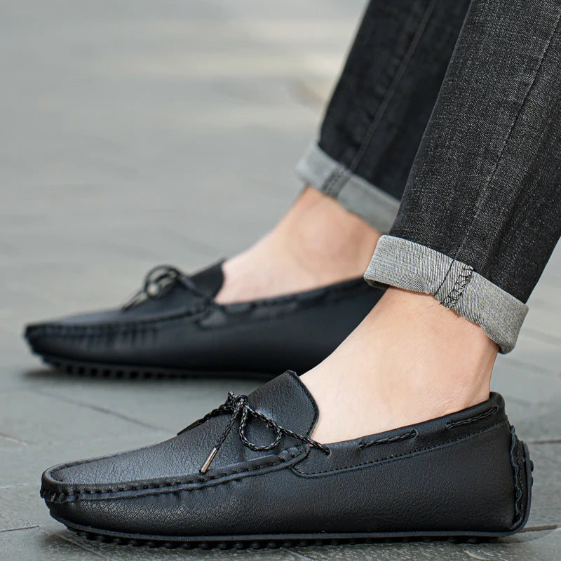 Split Leather Slip-On Loafers
