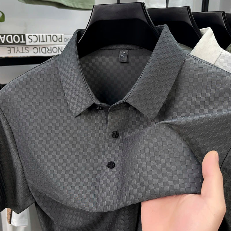 Waffle Textured Silky Polo