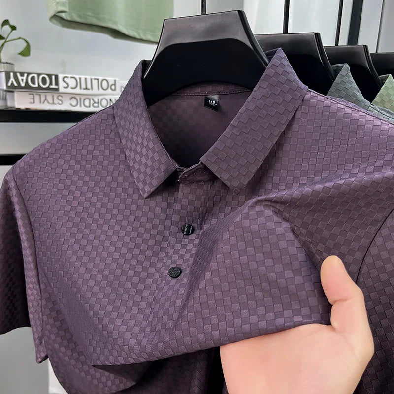 Waffle Textured Silky Polo