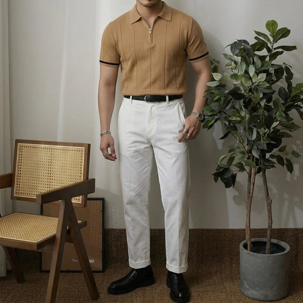 Tipped Cuff Zip Shirt