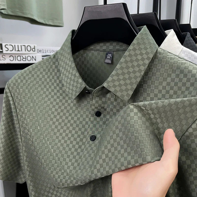 Waffle Textured Silky Polo