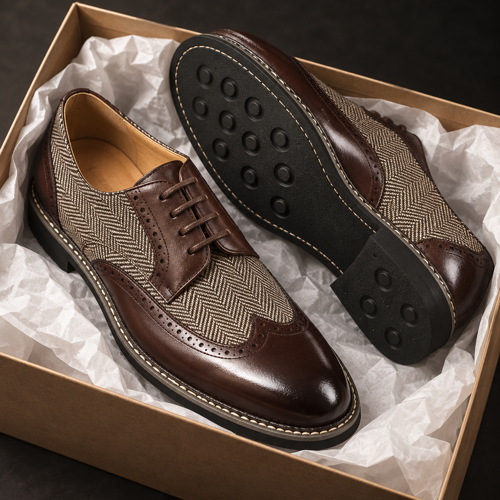 Split Leather Oxford Shoes
