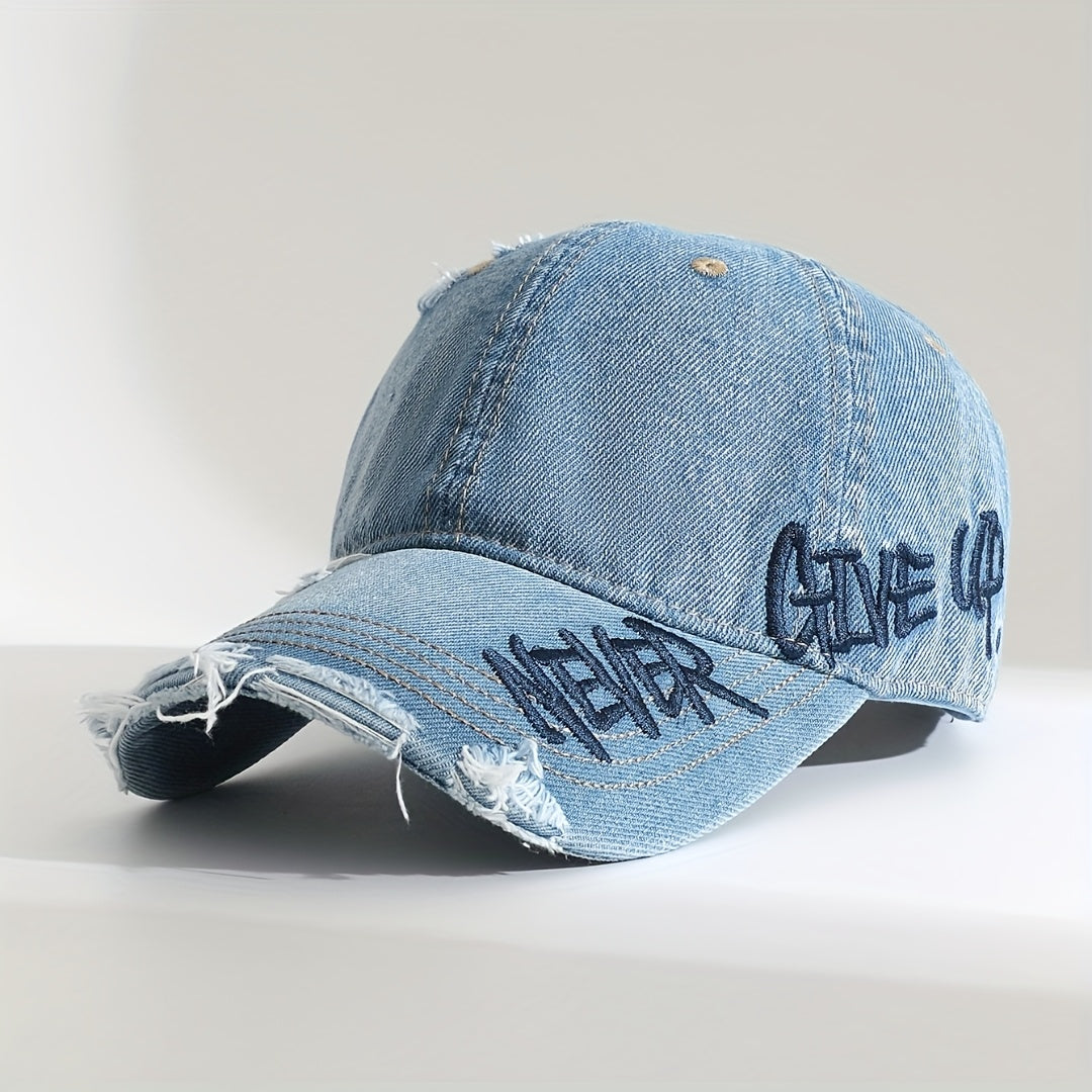 Distressed Denim Baseball Cap
