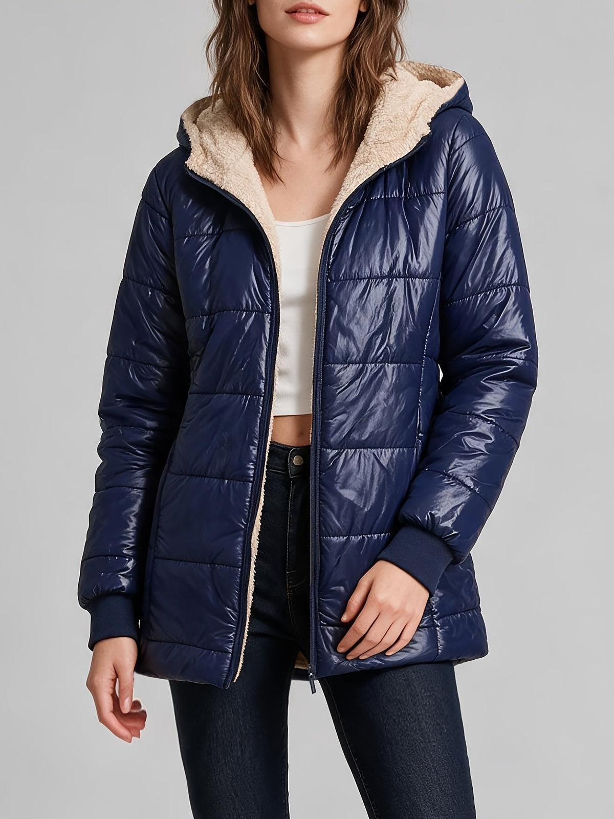 Hooded Zipper Parka Cardigan