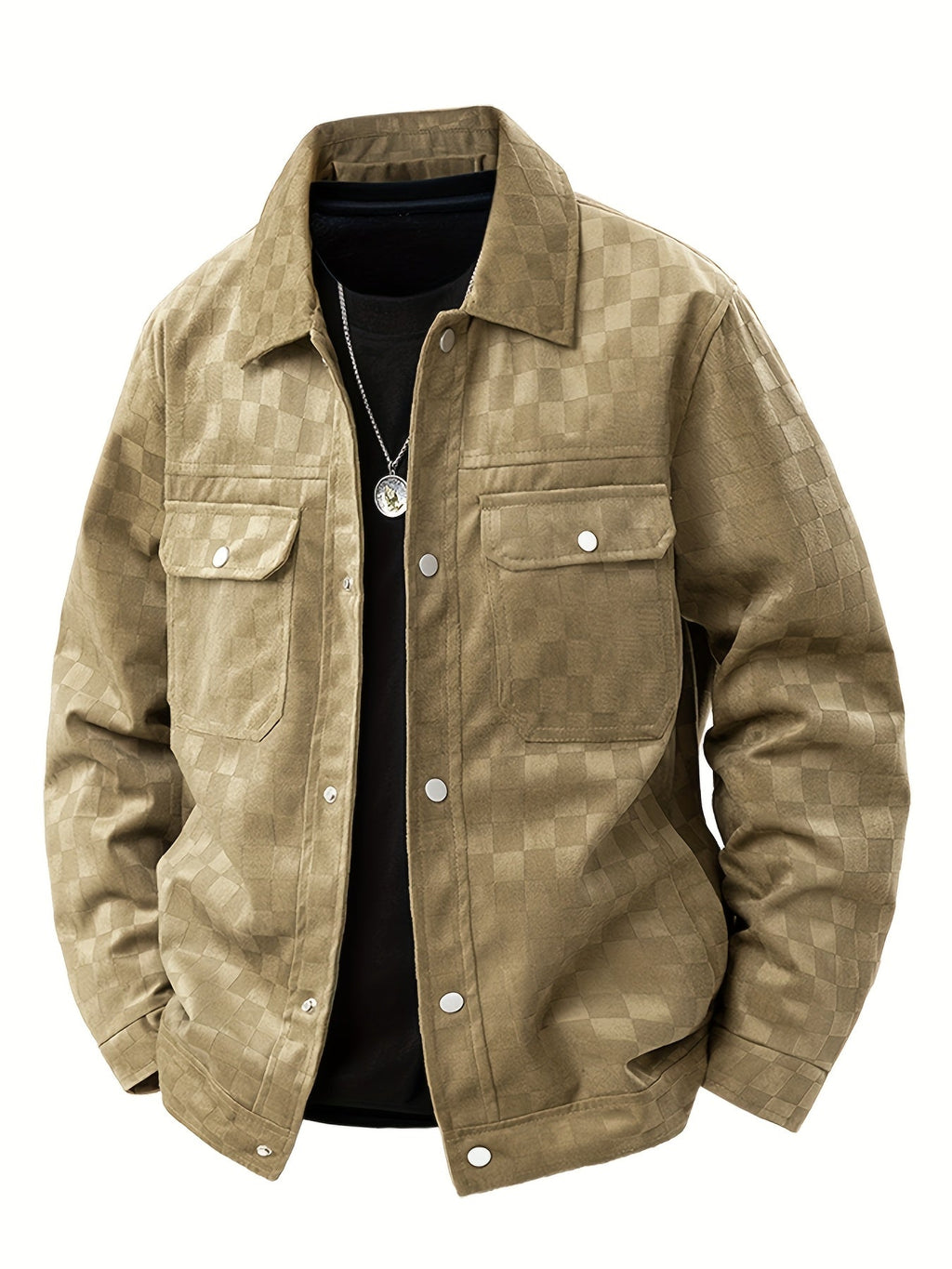 Suede Plaid Workwear Jacket