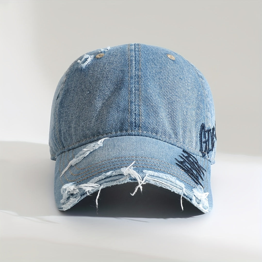 Distressed Denim Baseball Cap