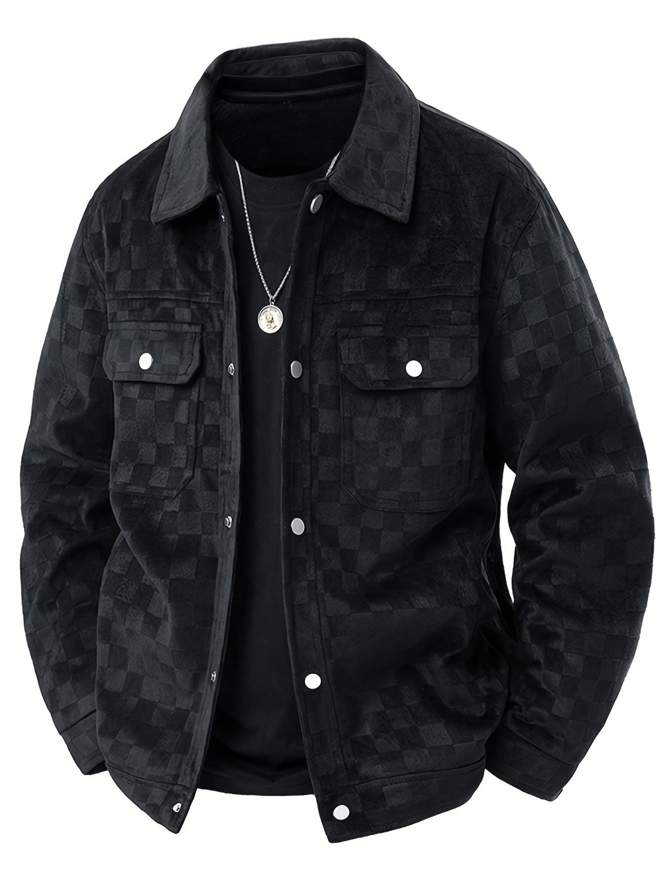 Suede Plaid Workwear Jacket