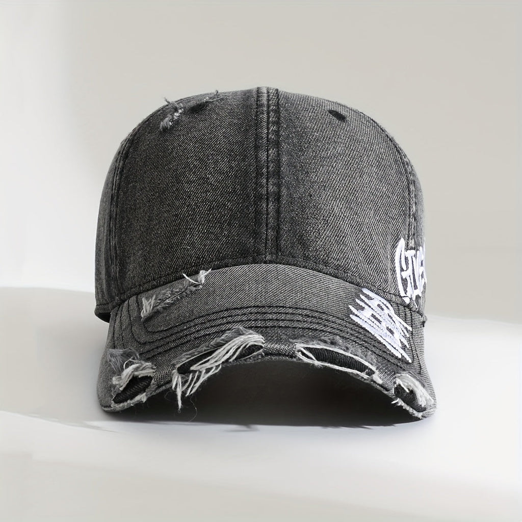 Distressed Denim Baseball Cap