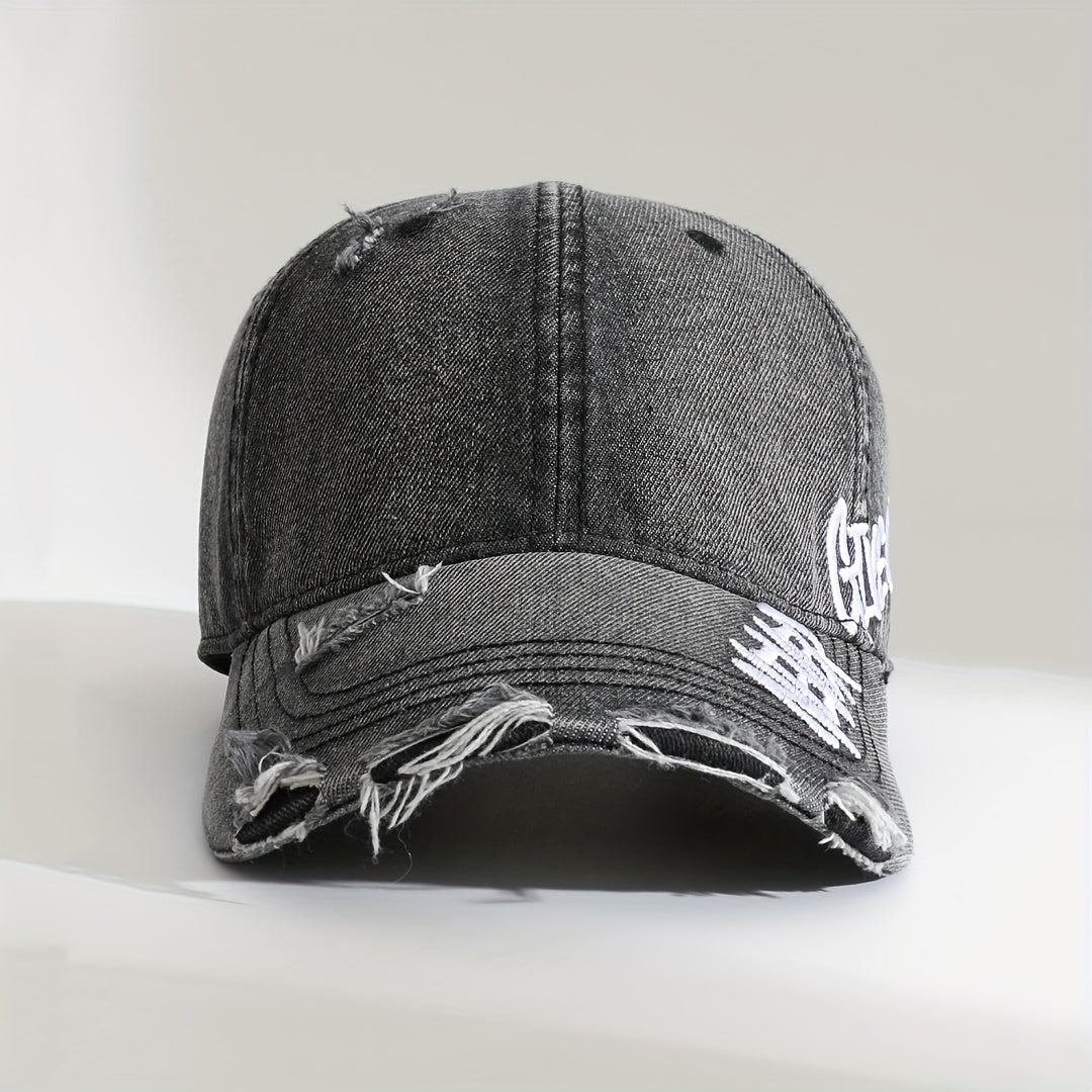 Distressed Denim Baseball Cap