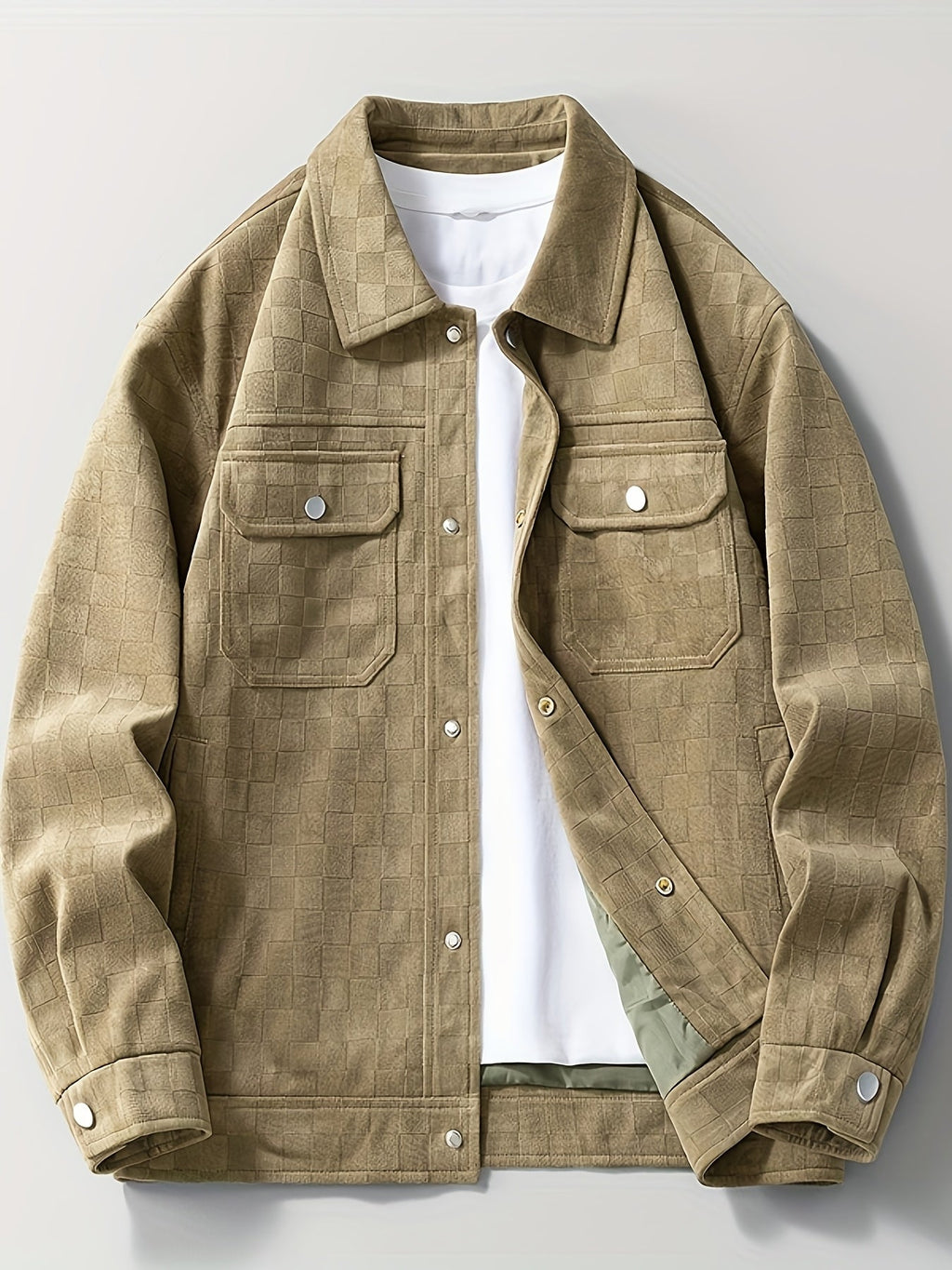 Suede Plaid Workwear Jacket