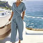 Women’s  V-Neck Casual Summer Set