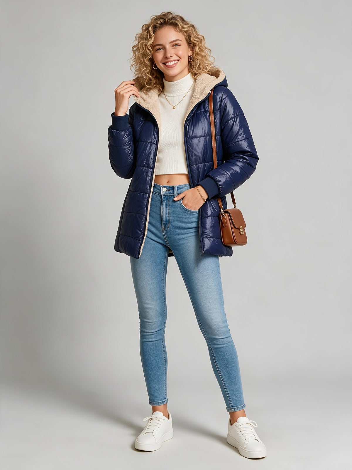 Hooded Zipper Parka Cardigan